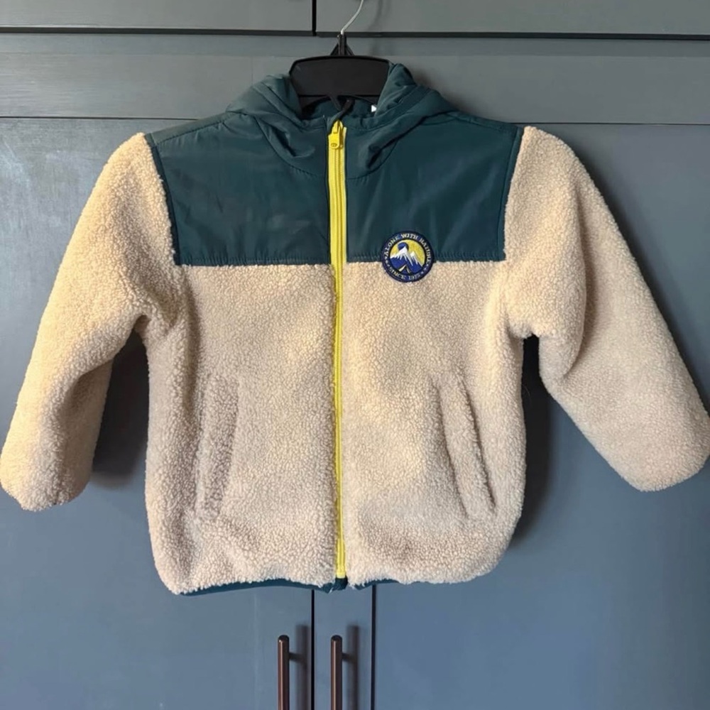 Zara Kids Jacket in Cream and Teal 4-5T